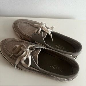 Sperry Grey Canvas Boat Shoes